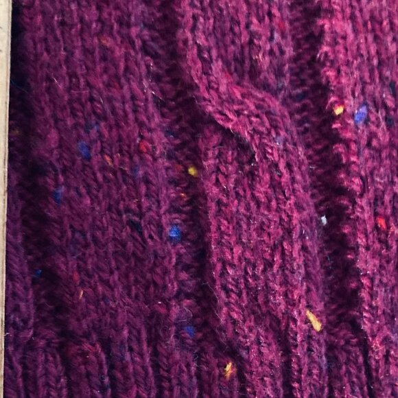 Kim Rogers Cardigan NEW! LS Cable Knit Open Front Wine Red Cotton Blend, Large - Picture 11 of 12